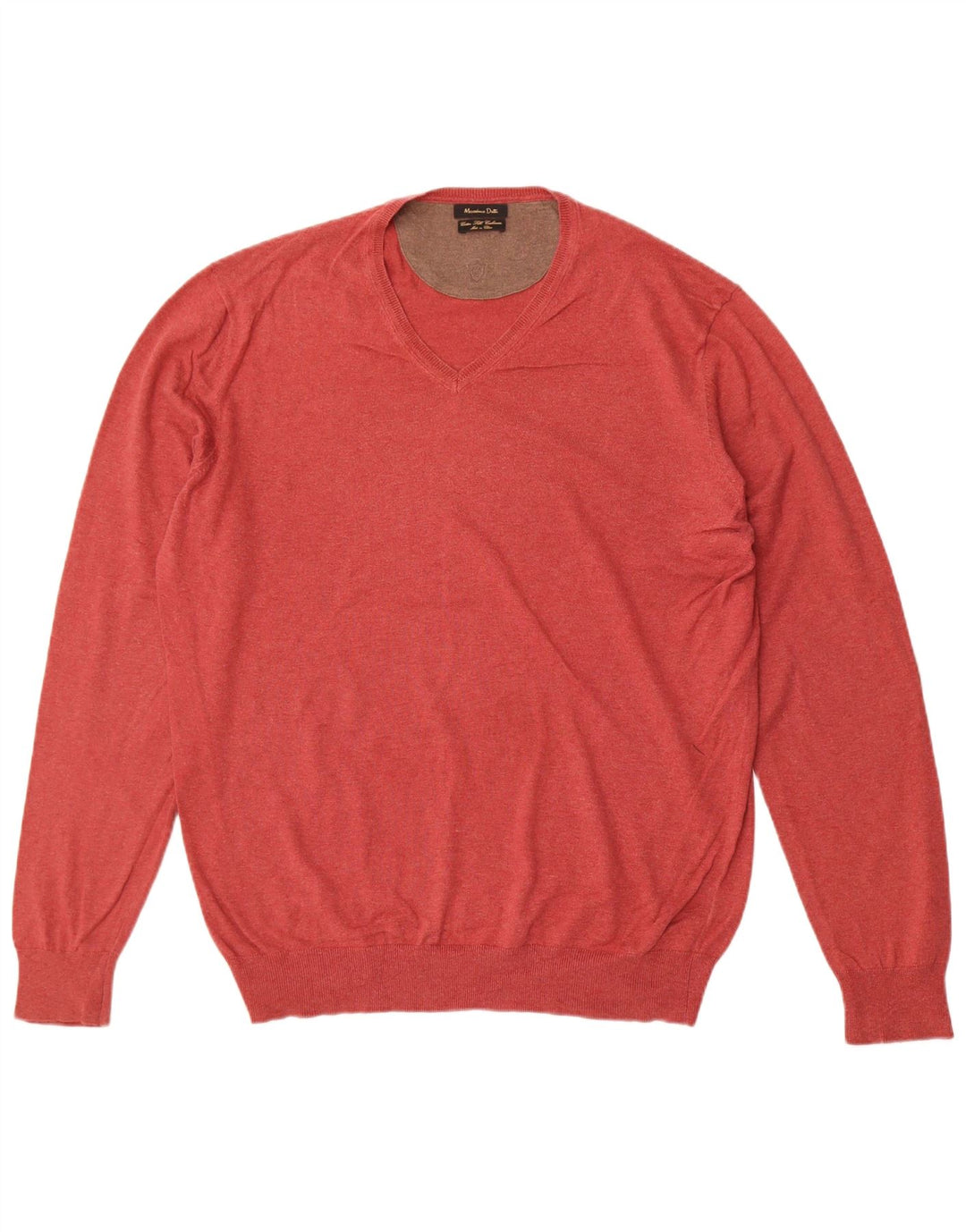 Massimo Dutti Pulover cu decolteu în V pentru bărbați, XL, bumbac roșu