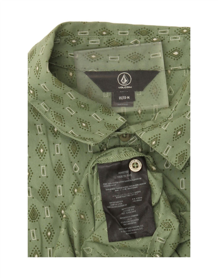 Cămașă cu mânecă scurtă pentru bărbați Volcom, bumbac geometric verde mediu