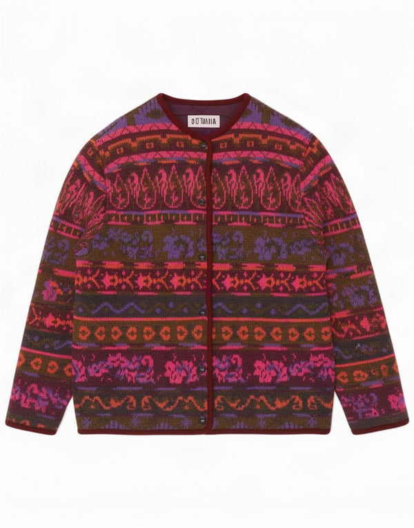 Vintage Womens Cardigan Pulover IT 44 Medium Multicolored Fair Isle Wool
