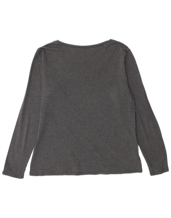 EDDIE BAUER Womens Top Long Sleeve UK 16 Large Grey Cotton