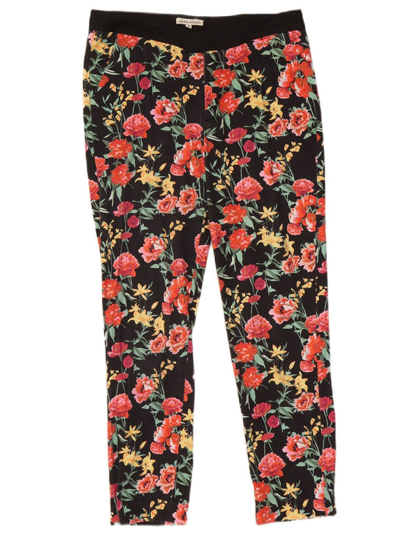 Laura Ashley Pantaloni cropped subțiri pentru femei UK 8 Small W28 L26 Black Floral