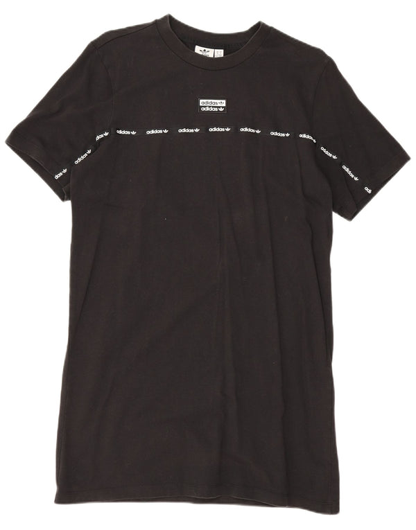 Adidas Womens Graphic T-Shirt Dress UK 10 Small Black Cotton