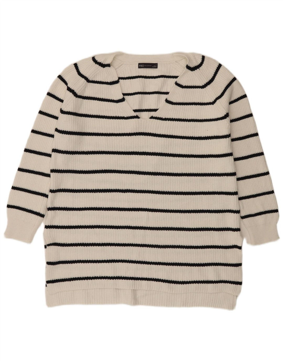 Pulover cu decolteu în V pentru femei Marks & Spencer UK 14 Medium White Dunge