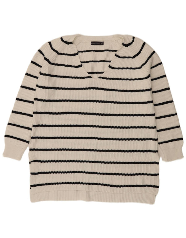 Pulover cu decolteu în V pentru femei Marks & Spencer UK 14 Medium White Dunge