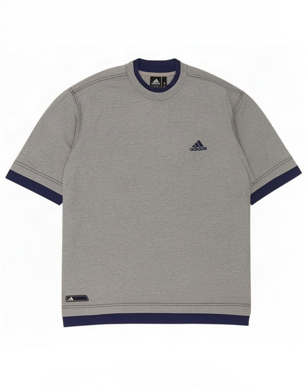 Tricou pentru bărbați Adidas Top UK 40/42 Medium Gri Colorblock Bumbac