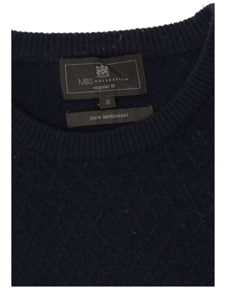 Pulover pentru bărbați Marks & Spencer, cu formă obișnuită, cu gât crew, mic, bleumarin