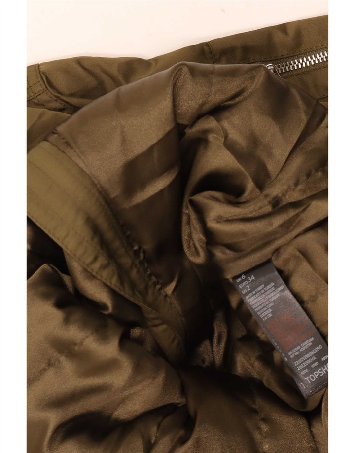 Topshop Bomber Jacket pentru femei UK 6 XS Kaki Poliester