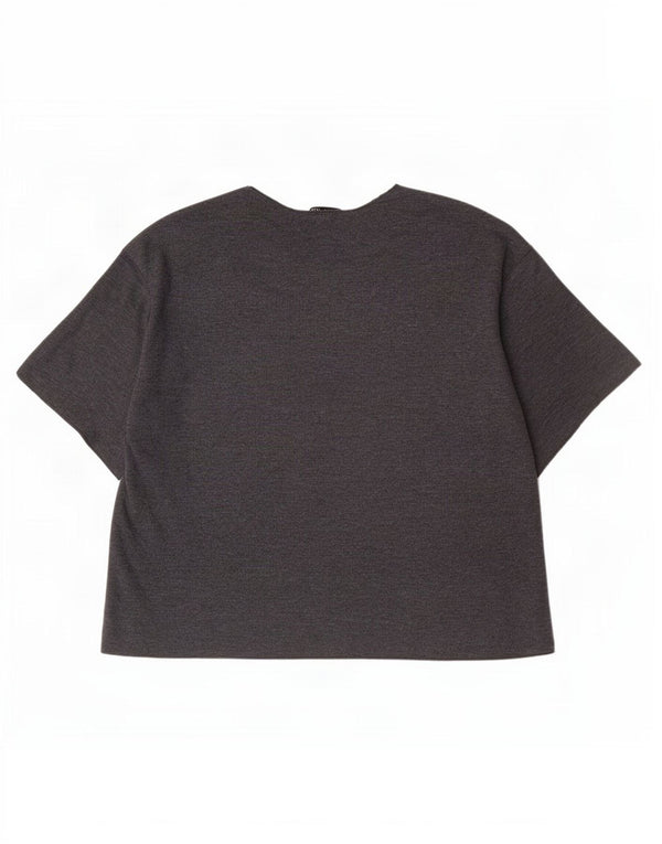 Zara Womens T-Shirt Top UK 12 Medium Grey Cotton