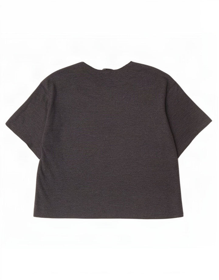 Tricou pentru femei Zara UK 12, bumbac gri mediu
