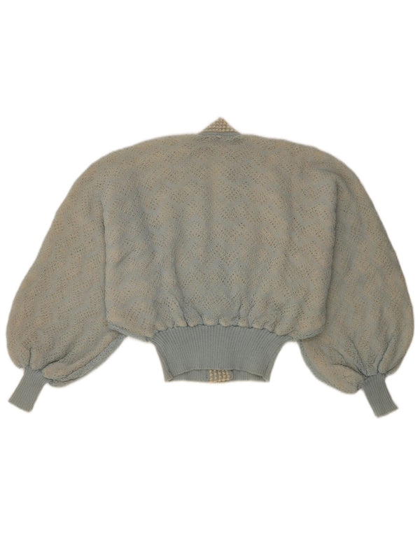 Pulover Vintage cardigan cu două piept pentru femei UK 16 Large Blue