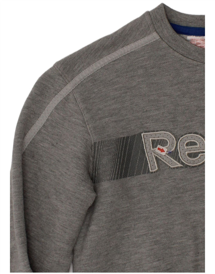 Pulover grafic Reebok pentru băieți 11-12 ani bumbac gri