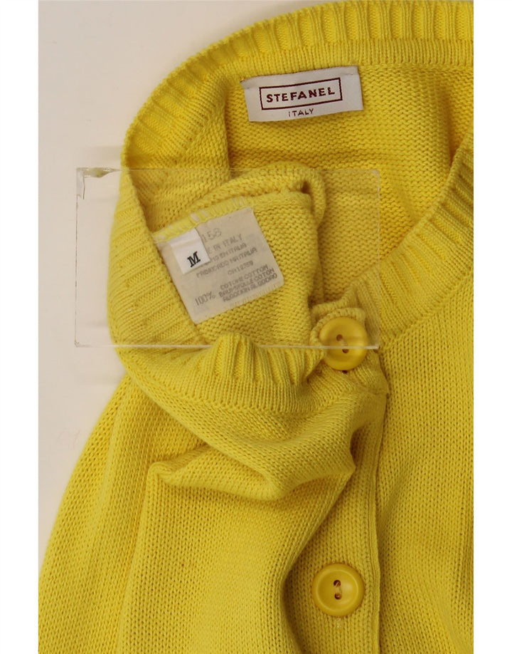 Pulover cardigan pentru femei Stefanel UK 12 bumbac galben mediu