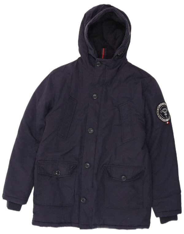 Jachetă parka cu glugă Superdry pentru bărbați UK 40 mare nailon bleumarin