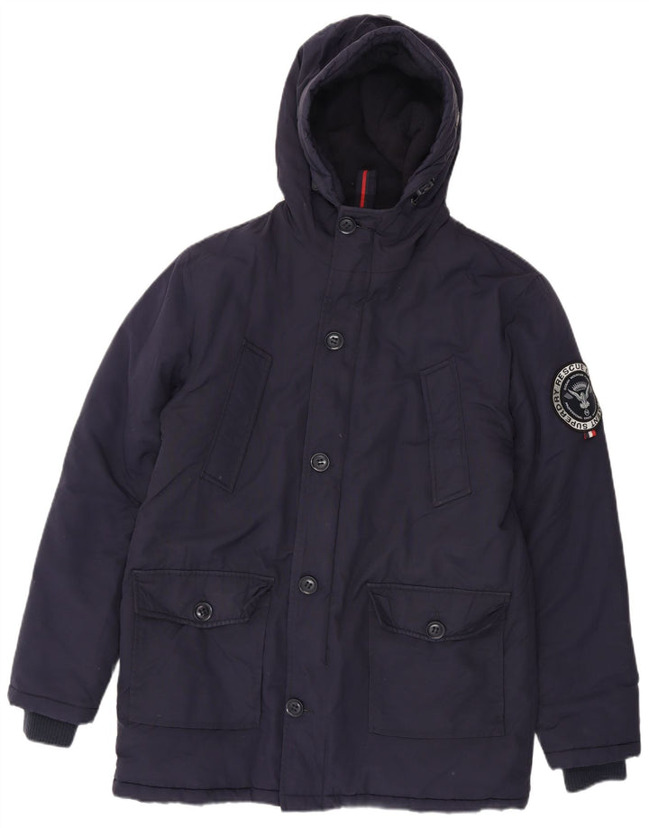 Jachetă parka cu glugă Superdry pentru bărbați UK 40 mare nailon bleumarin