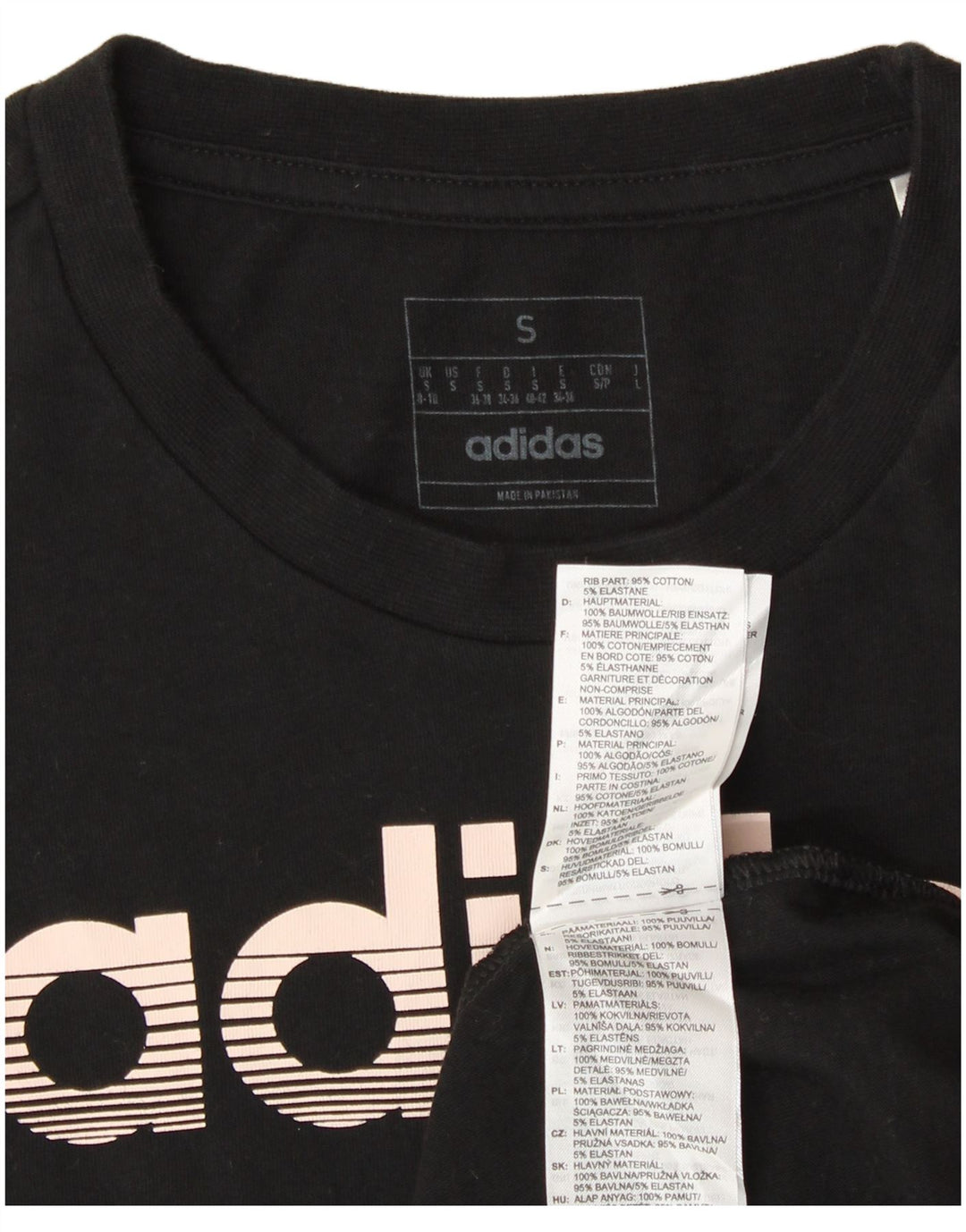 Tricou grafic ADIDAS pentru femei Top UK 8/10 Small Black Bumbac