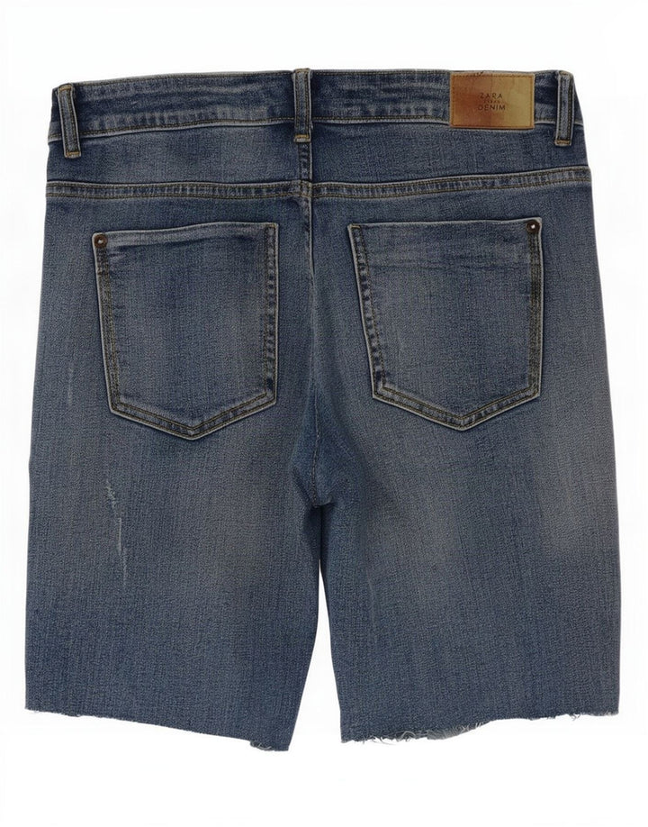 Pantaloni scurți din denim învechit pentru femei Zara EU 38 Small W28 Bumbac albastru