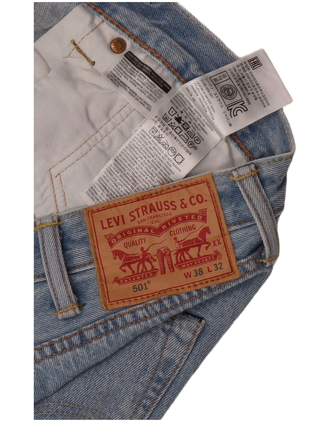 Blugi drepti pentru bărbați Levi's 501 W38 L29 Bumbac albastru