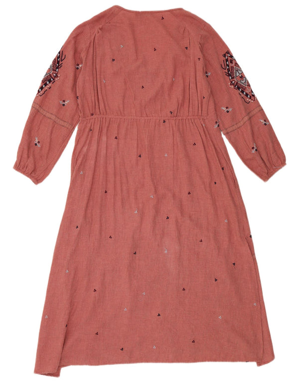 Rochie tunică supradimensionată cu mânecă lungă pentru femei Zara UK 10 Mic Maroon Floral