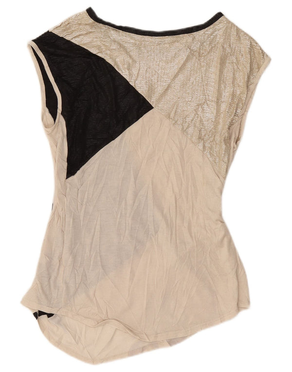 Bluză supradimensionată fără mâneci pentru femei Oasis UK 10 Small Gold Colorblock