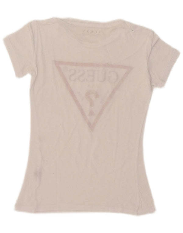 Tricou cu grafic crop Guess pentru femei, UK 6 XS, alb