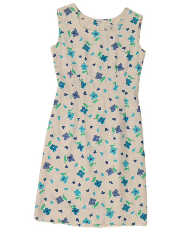 Rochie teacă fără mâneci vintage pentru femei UK 12 Medium White Floral