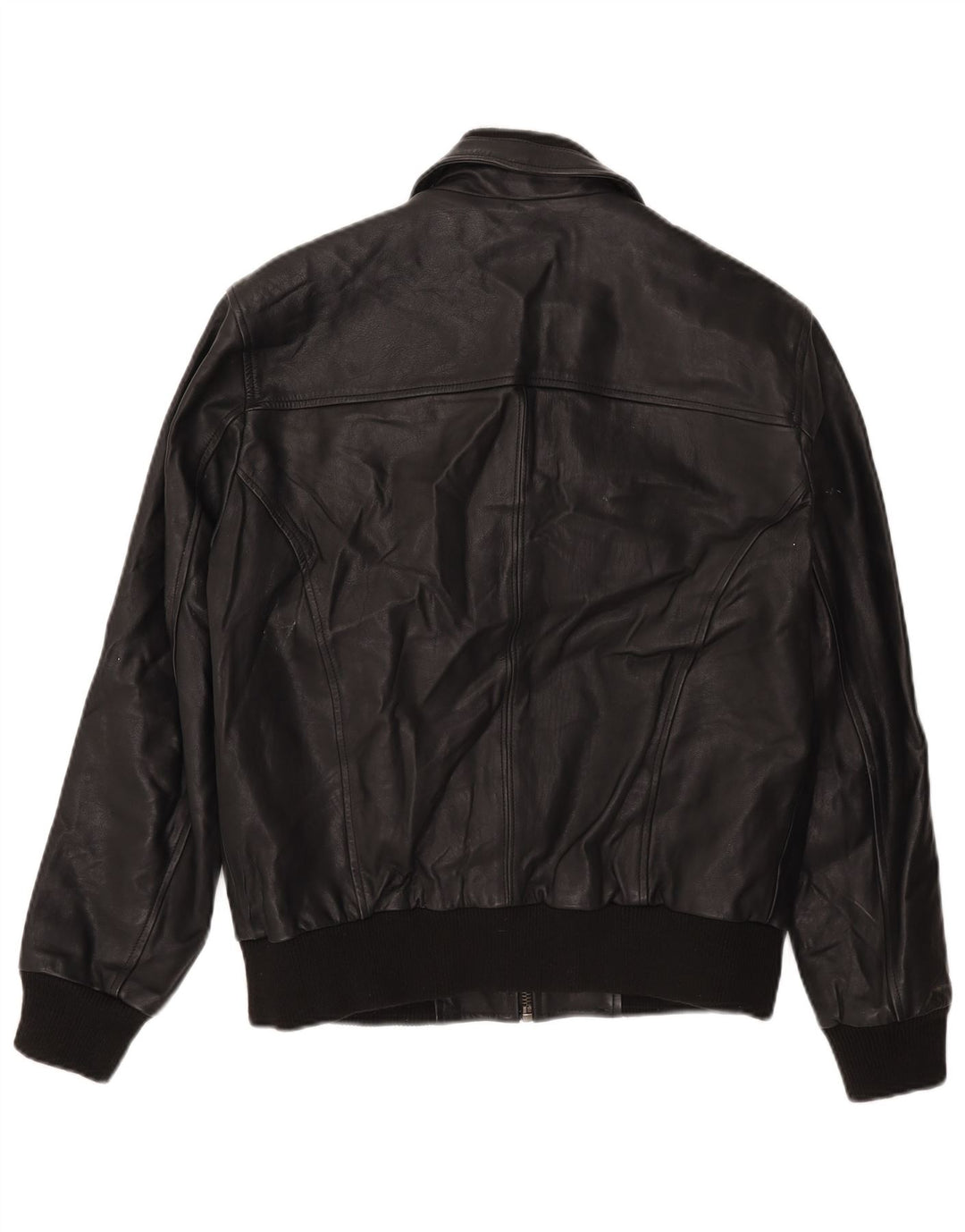 Vintage Mens Bomber Leather Jacket IT 50 Large Black