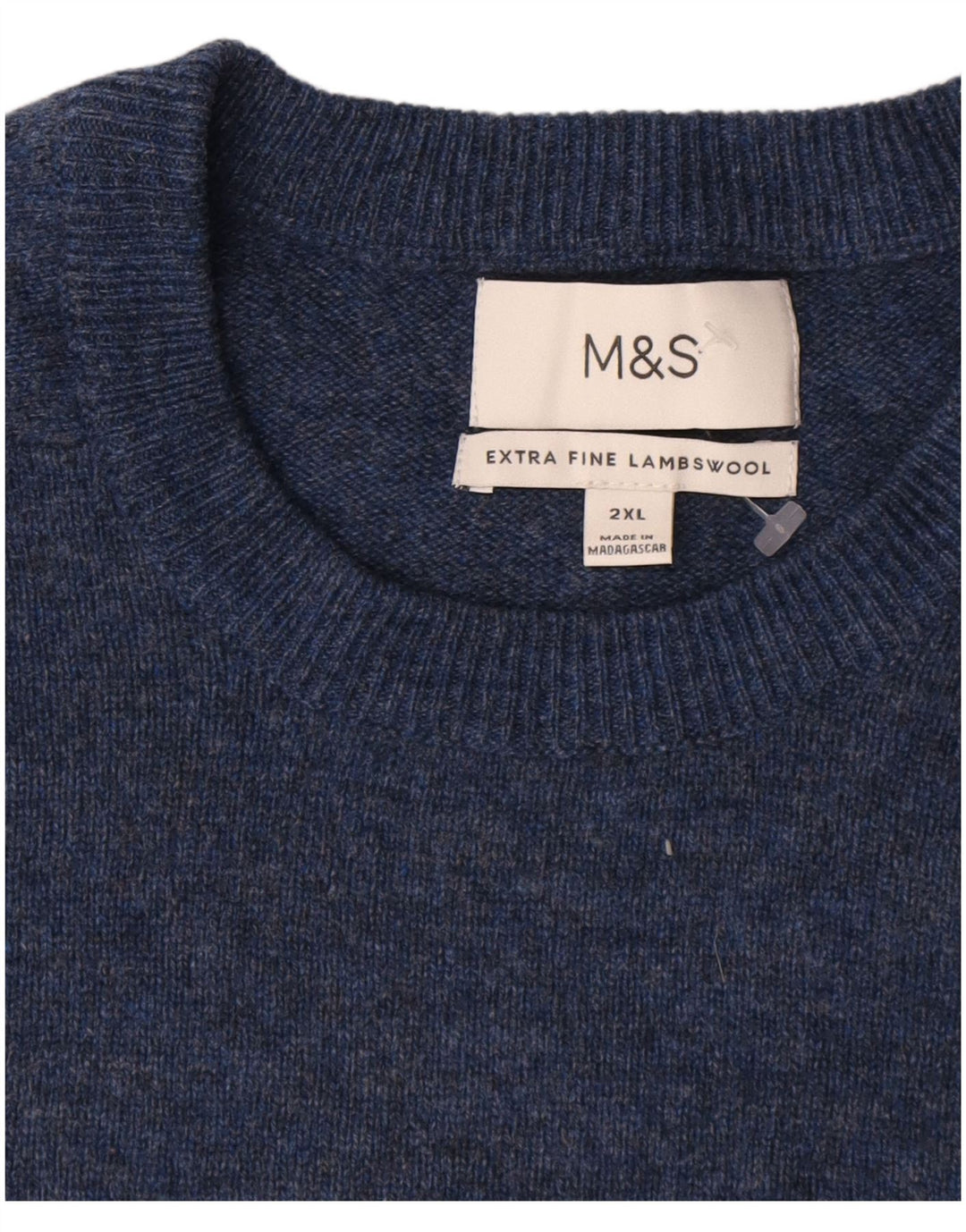 Pulover pentru bărbați Marks & Spencer, cu gât crew, 2XL, albastru marin cu pete