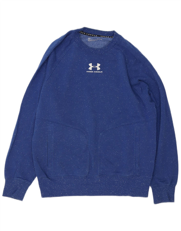 Pulover pentru bărbați Under Armour, bumbac cu pete albastru mediu