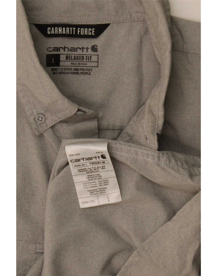 Cămașă Carhartt pentru bărbați, cu o formă relaxată, mare, gri, poliester