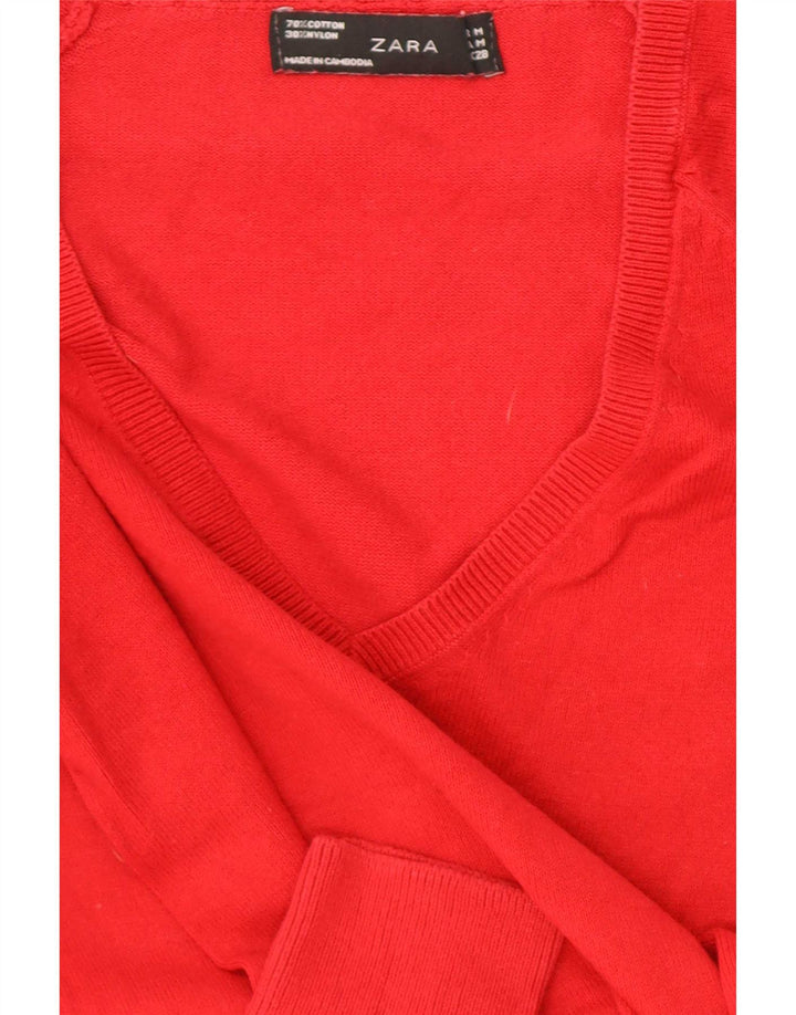 Pulover cu decolteu în V Zara pentru femei UK 12 Medium Red
