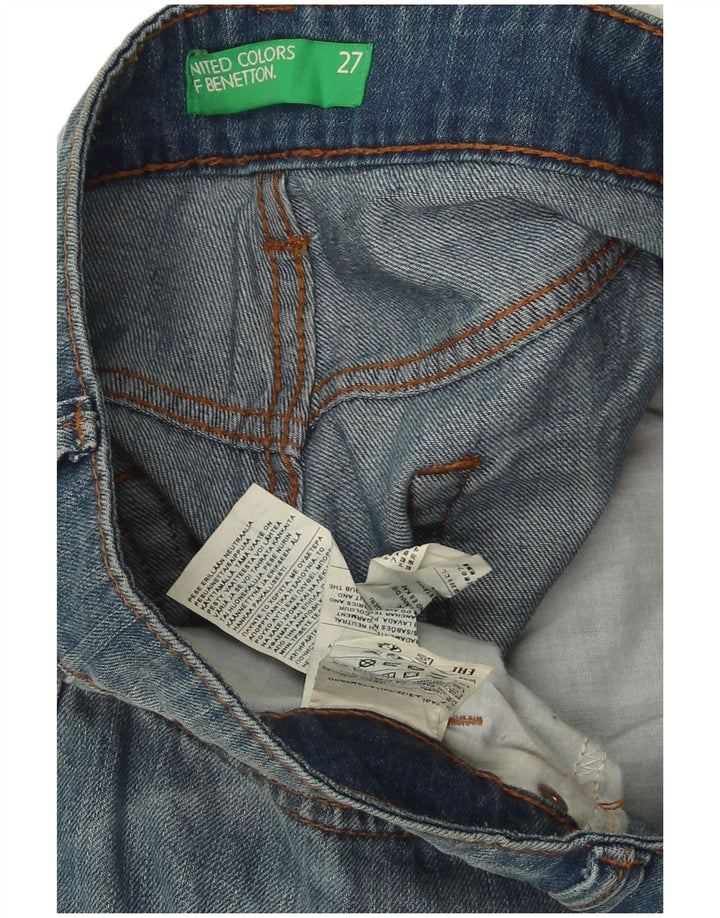 Pantaloni scurți din denim învechit pentru femei BENETTON W27 Bumbac albastru mic