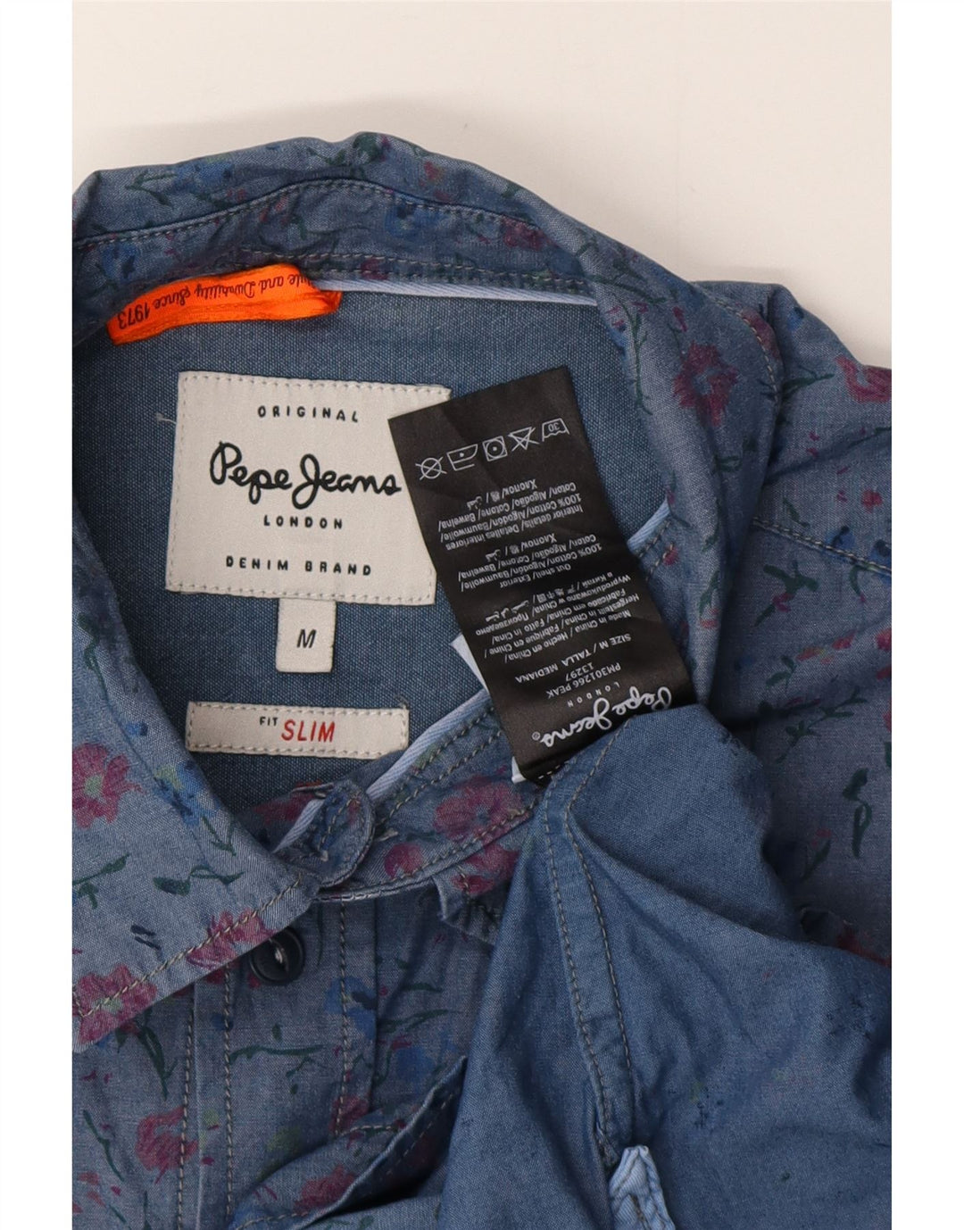 Cămașă subțire PEPE JEANS pentru bărbați, bumbac floral, albastru mediu