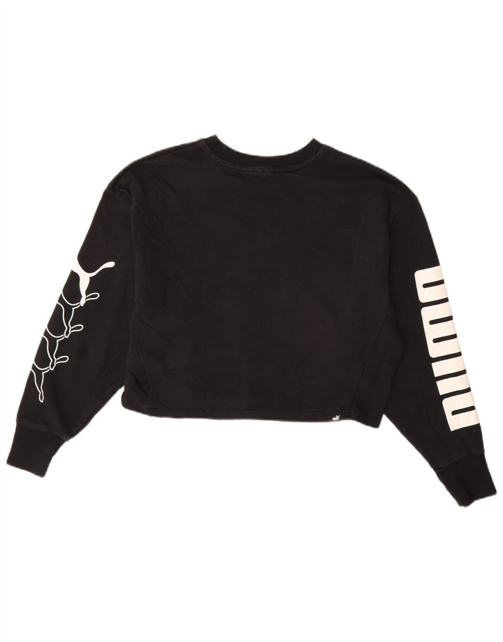 Pulover PUMA pentru femei oversized Crop Graphic Pulover UK 10 Mic Negru