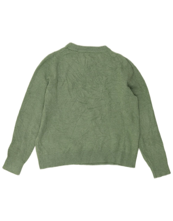 Pulover pentru femei Marks & Spencer cu decolteu rotund din poliester verde mic, UK 10