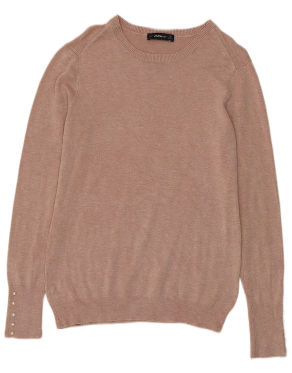 Zara Womens Boat Neck Jumper Sweater UK 14 Large Pink