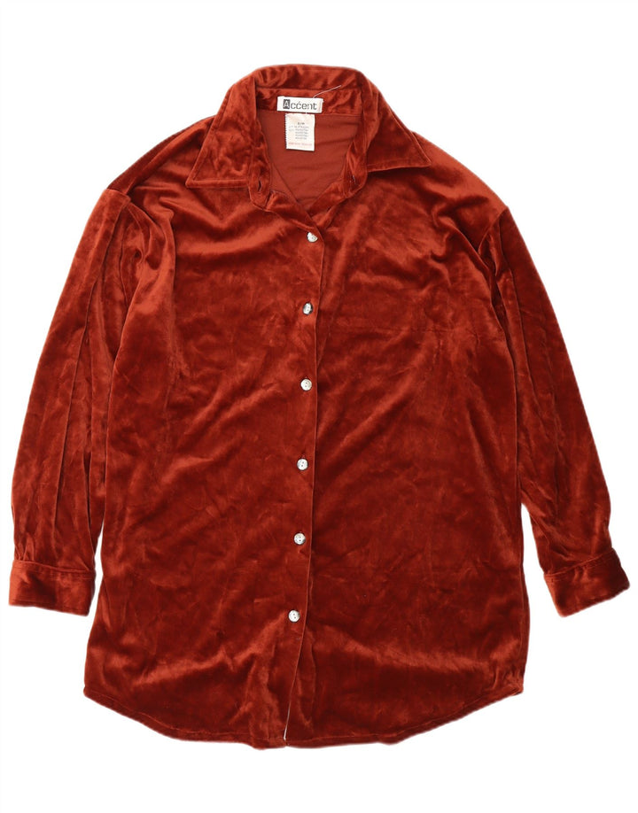 Rochie cămașă supradimensionată pentru femei Vintage UK 10 Poliester maro mic