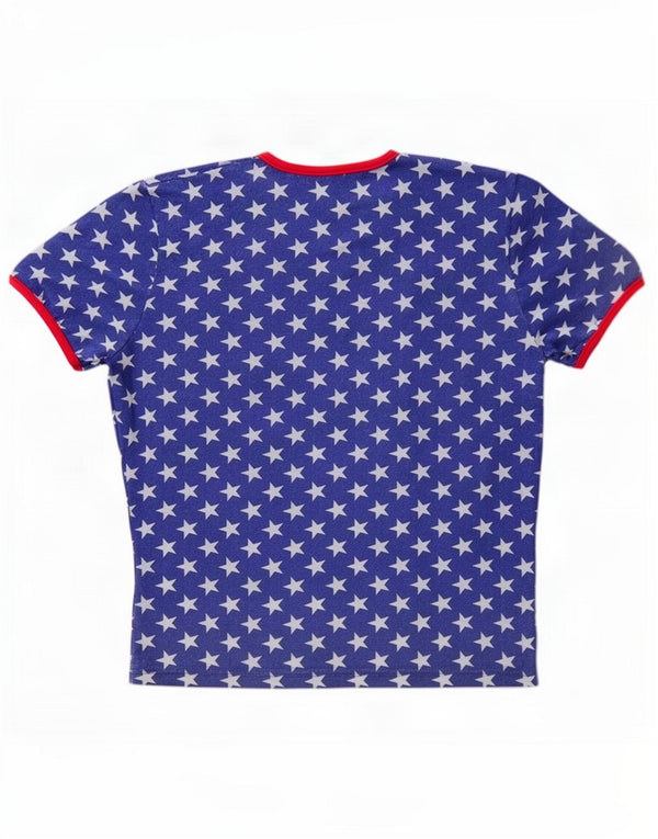 Tricou cu model abstract pentru femei Gas UK 14 Bumbac albastru mediu