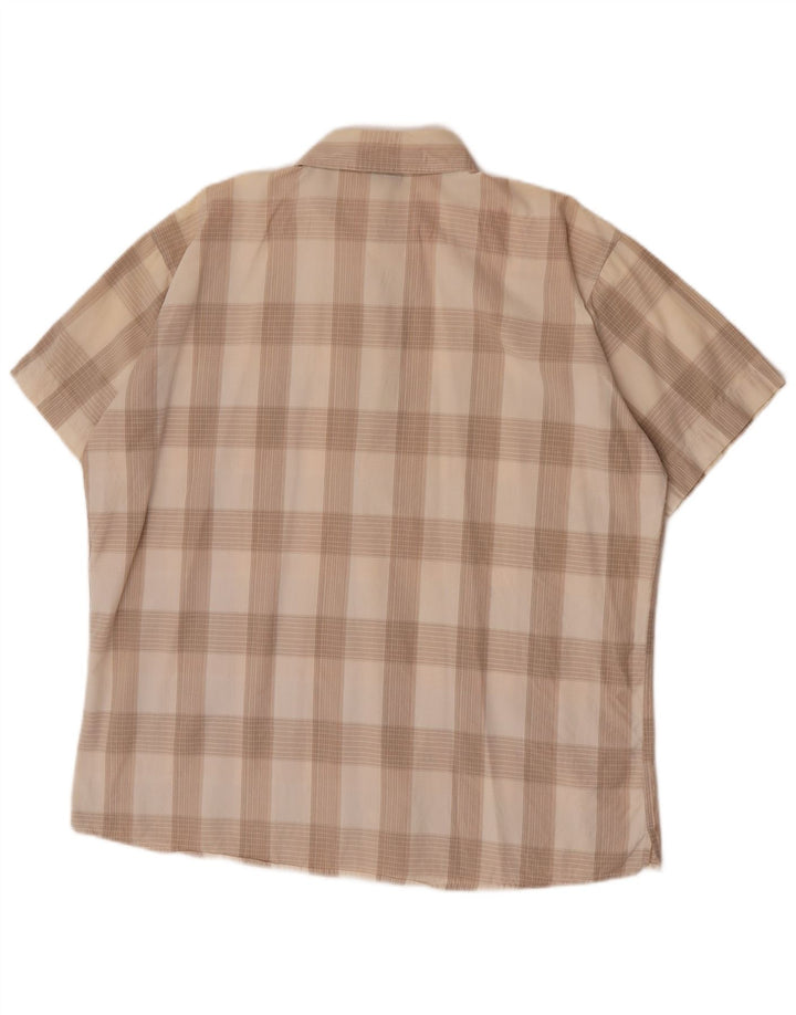 Cămașă cu mânecă scurtă pentru bărbați Lee 2XL, bumbac cu carouri bej