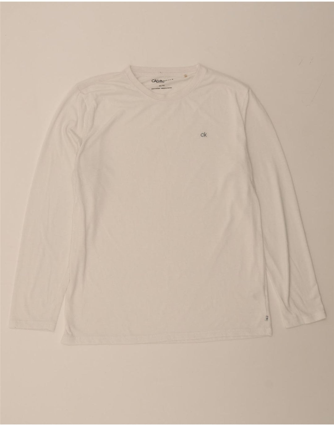 CALVIN KLEIN Mens Golf Top Long Sleeve XL White Polyester Vintage Calvin Klein and Second-Hand Calvin Klein from Messina Hembry 