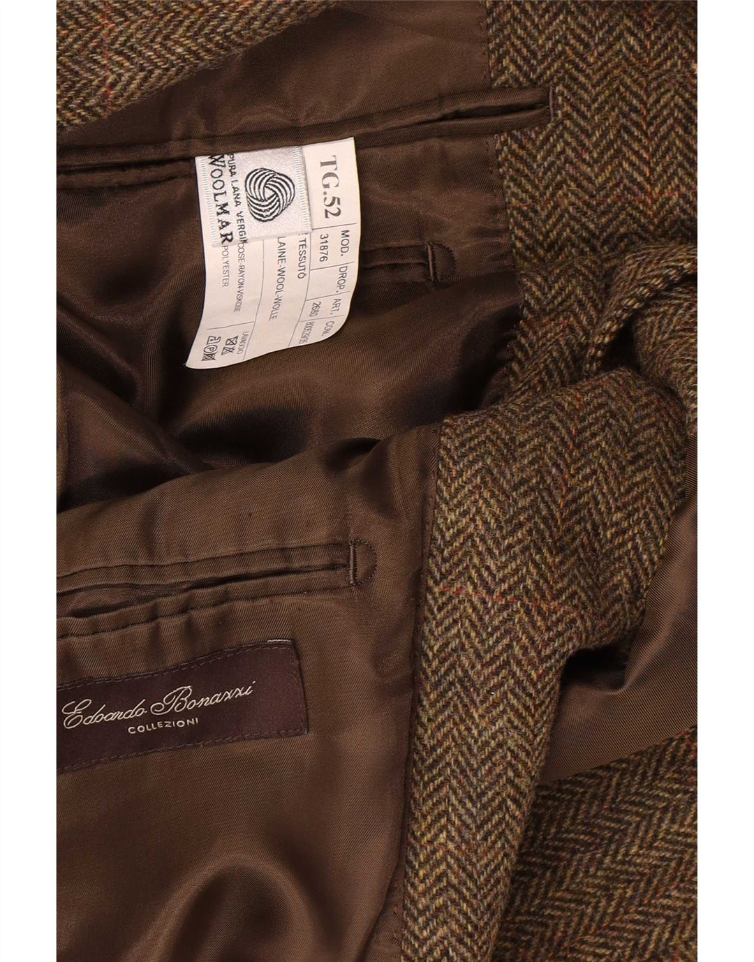 Jachetă vintage pentru bărbați, cu 3 nasturi, IT 52 XL, lână kaki, cu oase