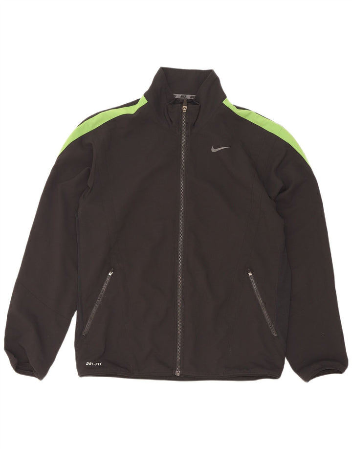 Jachetă de top pentru trening Nike Dri Fit pentru bărbați, negru mediu, poliester bloc de culoare