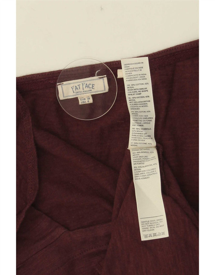 Fat Face Bluză Femei Top UK 10 Small Burgundy Bumbac