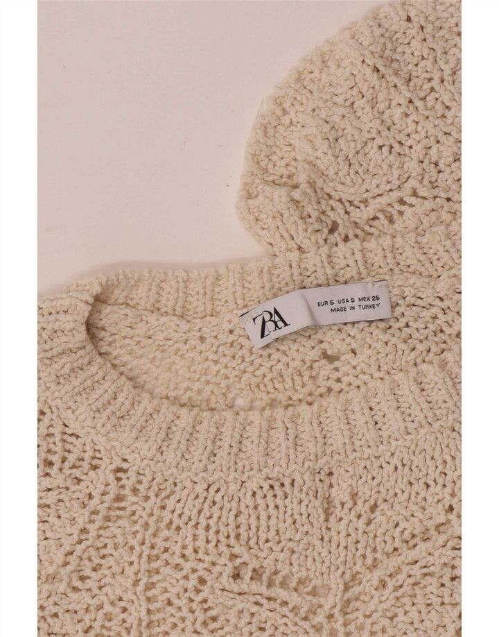 Top Crochet oversized Zara pentru femei UK 10 Small Beige