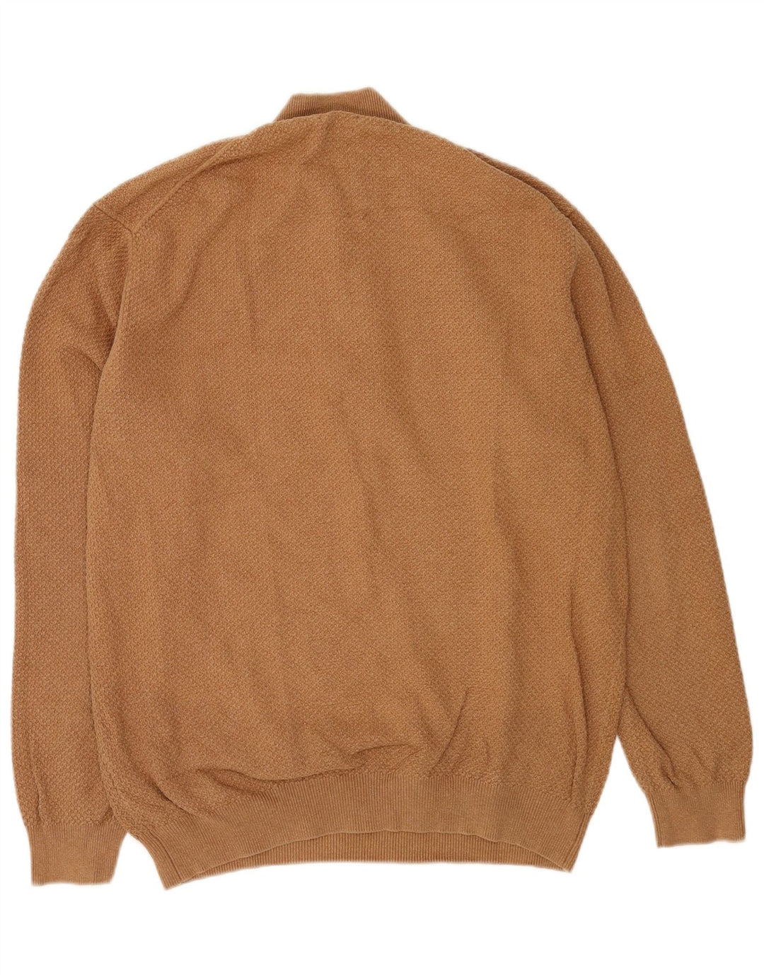 Pulover Massimo Dutti pentru bărbați, cu fermoar și gât, bumbac maro 2XL