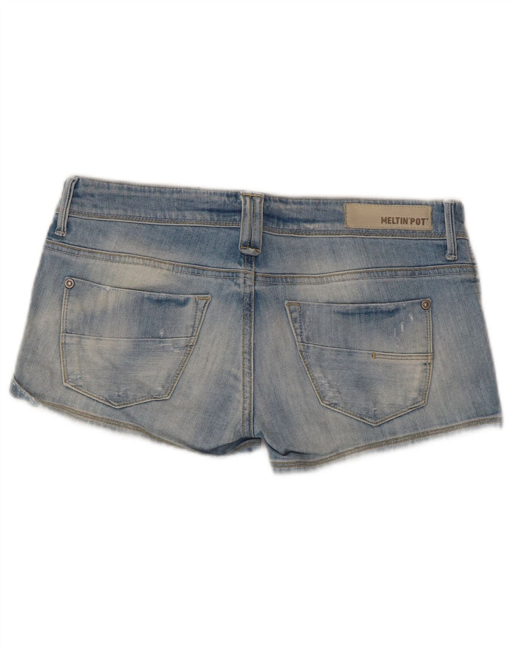 MELTIN' POT Pantaloni scurți din denim cu talie joasă pentru femei W30, bumbac albastru mediu