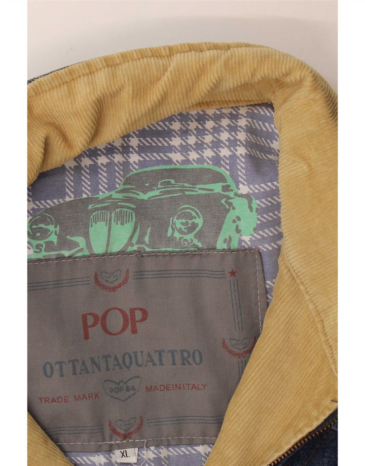 POP 84 Gilet pentru bărbați din denim UK 42 XL Blue Geometric