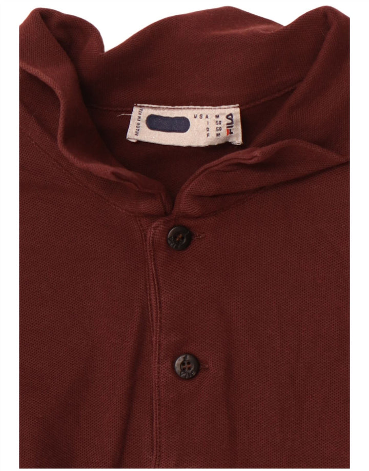 Tricou polo pentru bărbați Fila cu mânecă lungă, burgundă medie