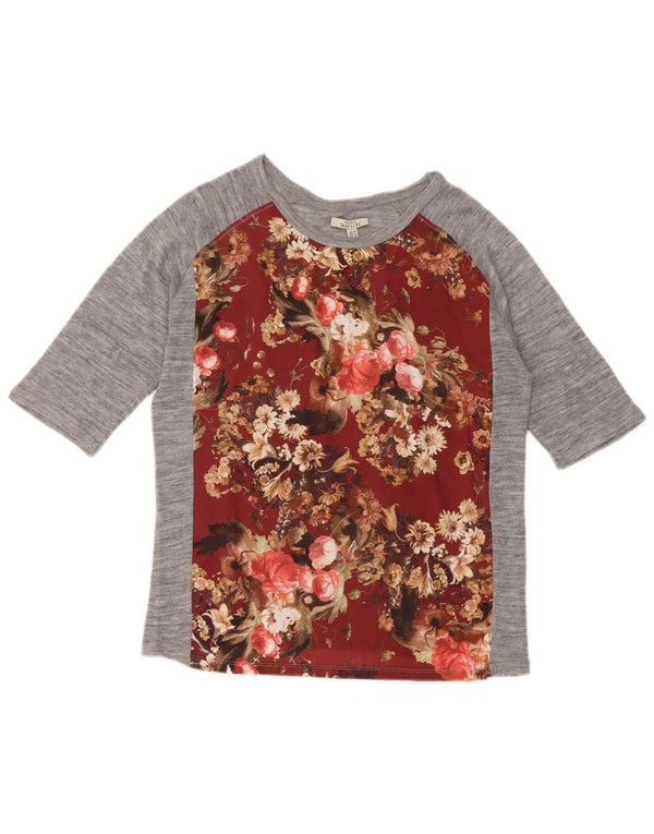 Top Trafaluc pentru femei Zara cu mâneci 3/4 UK 12 Medium Gri Floral