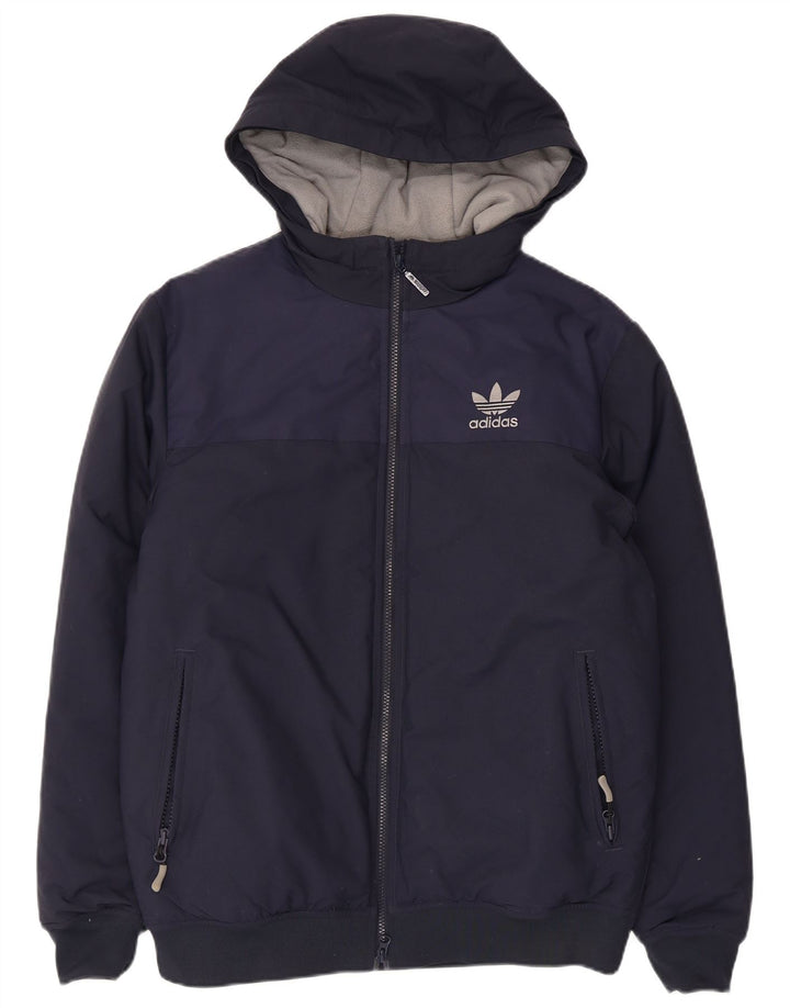 Jachetă de vânt cu glugă pentru bărbați Adidas UK 38 Poliester mediu albastru bleumarin