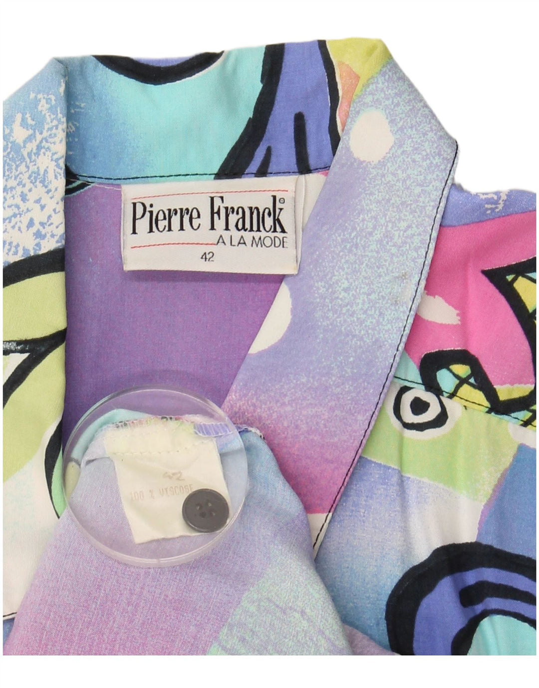 Bluză cămașă pentru femei VINTAGE cu model abstract EU 42 mare multicoloră